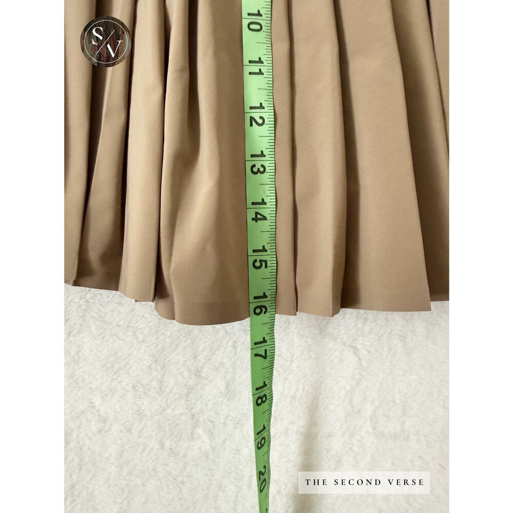 Offline By Aerie Pleated Bow Pleated Wide Waistband Skirt Tan White Size Medium - Picture 7 of 11